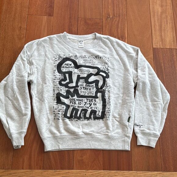 Keith Haring X Uniqlo Gray Graphic Sweatshirt Size S - Picture 1 of 8